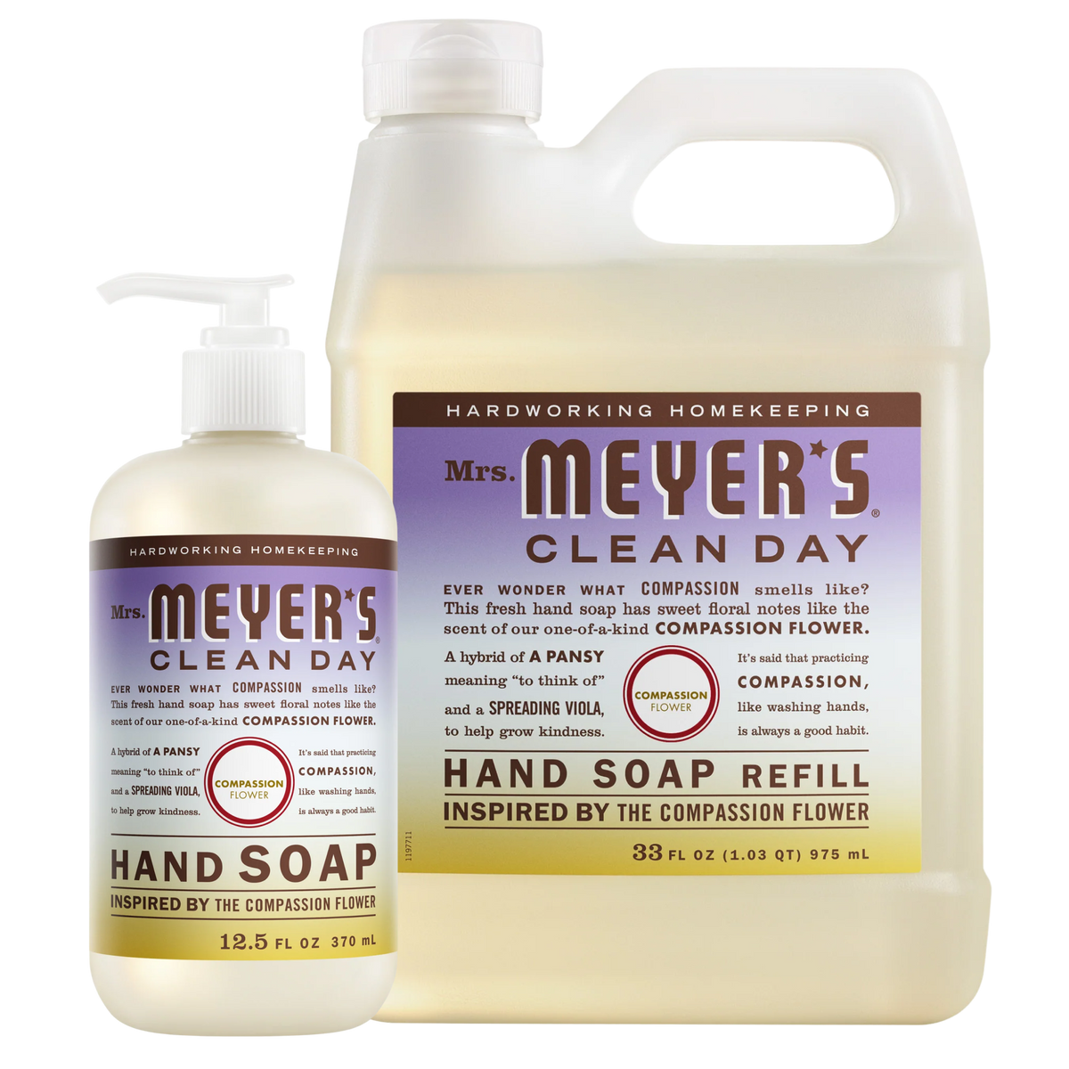 Mrs. Meyer's Compassion Flower Liquid Hand Soap & Refill Set