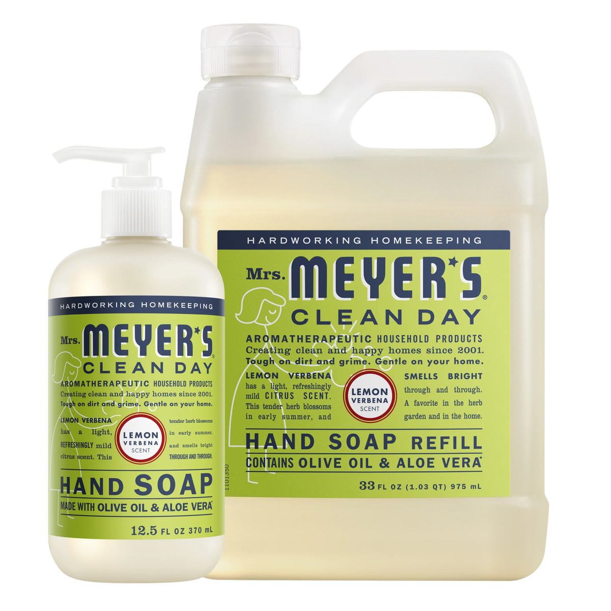 Mrs. Meyer's Lemon Verbena Liquid Hand Soap & Refill Set